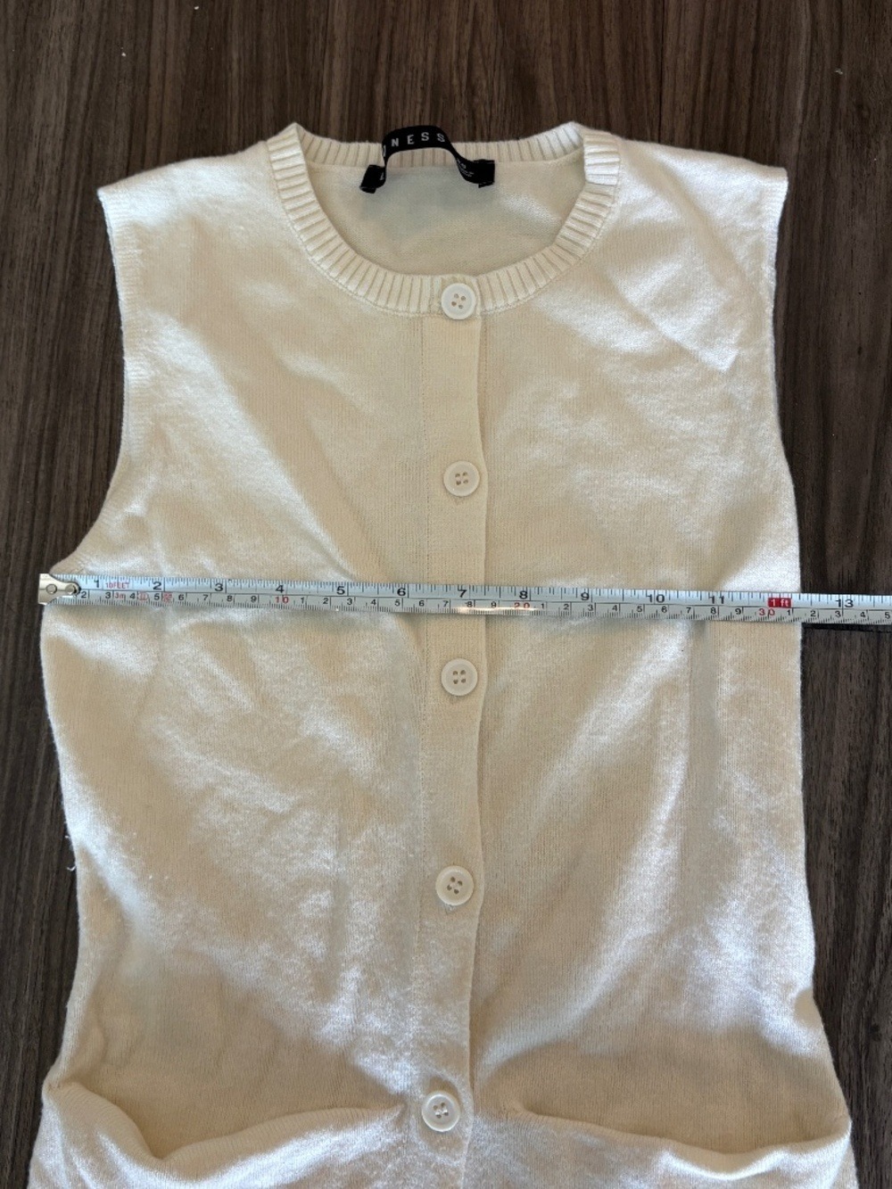 Revolve x LIONESS KOURT VEST Sleevless Button Down Lightweight Knit Cream XS - Picture 12 of 14
